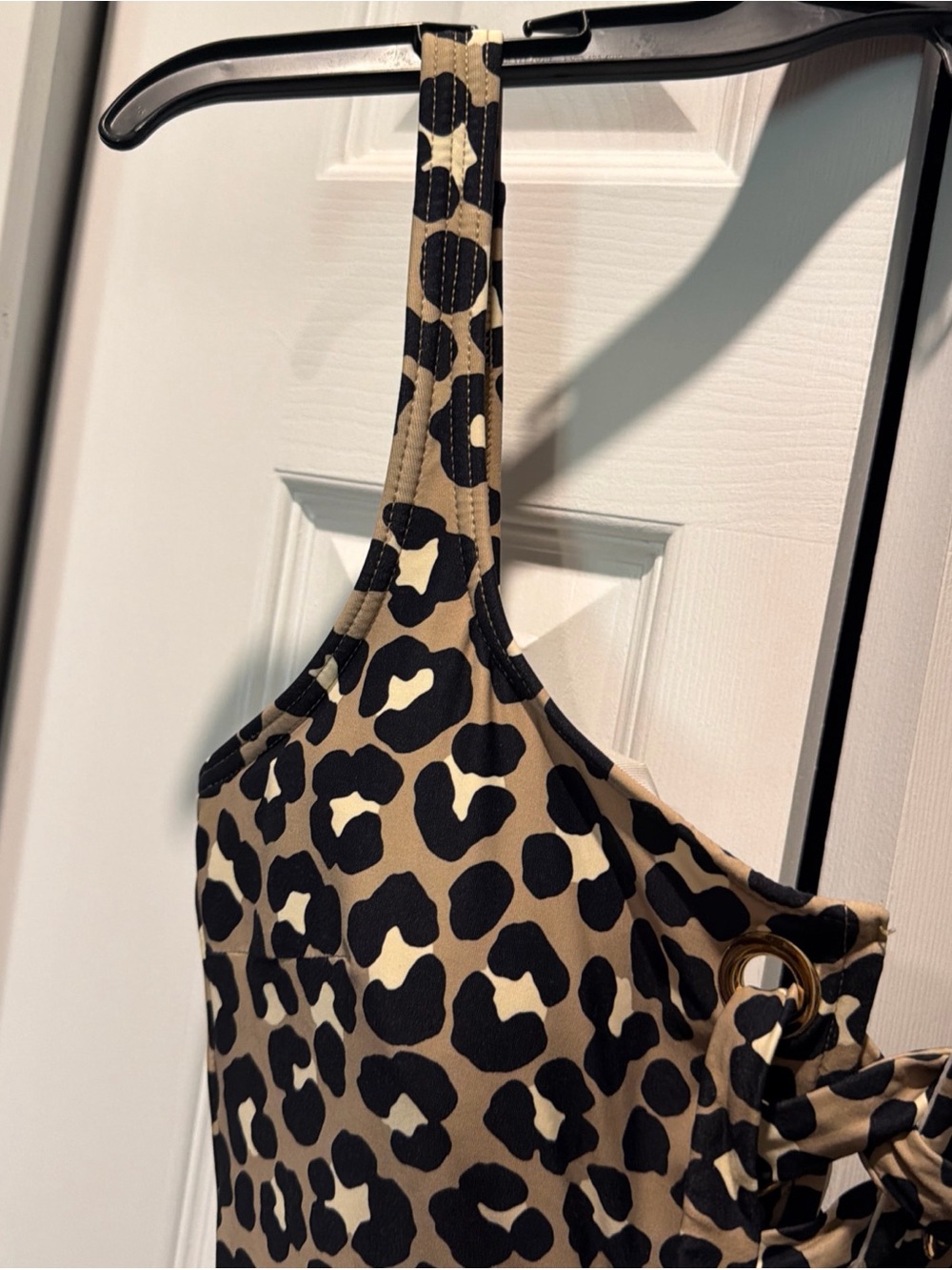 MICHAEL KORS Leopard Lace-Up One-Piece Swimsuit - Tan & Black - Picture 3 of 10